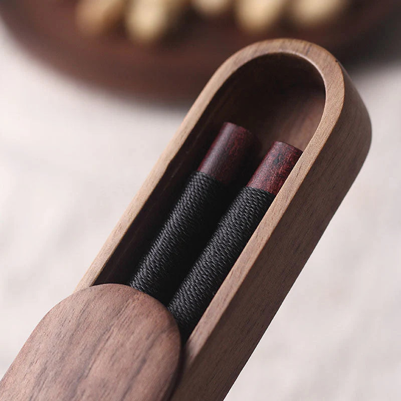 Black Walnut Chopsticks – Decorative Thread in Wooden Box