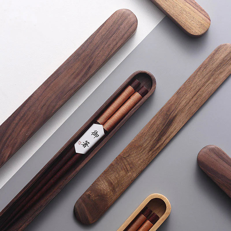 Black Walnut Chopsticks – Decorative Thread in Wooden Box