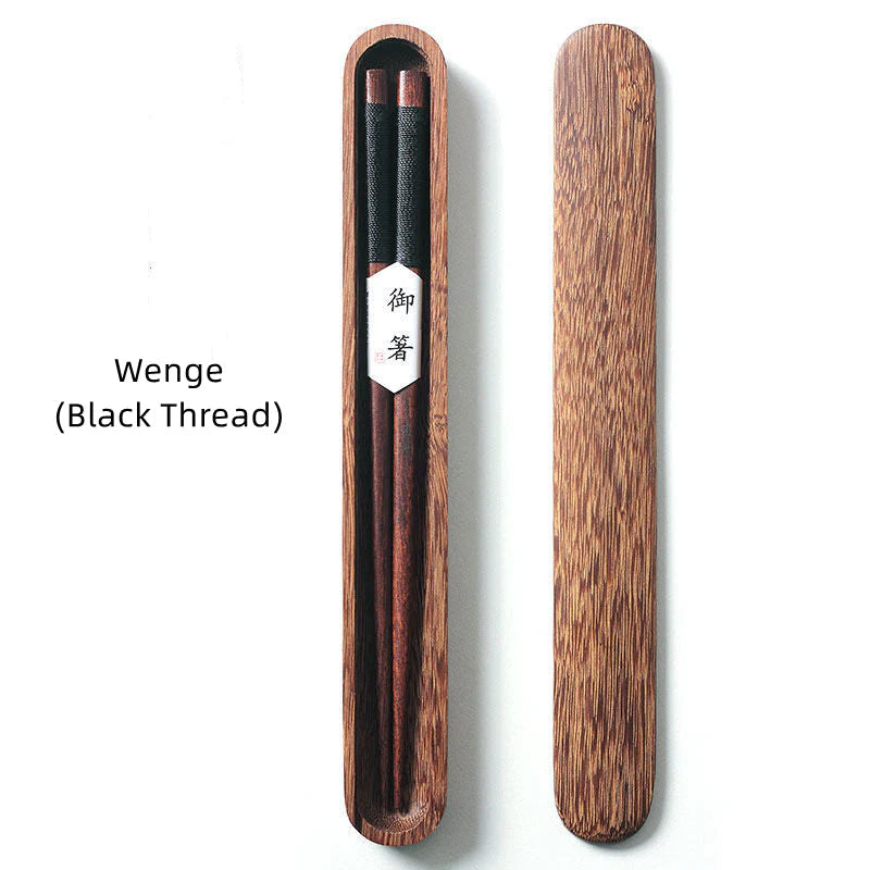 Black Walnut Chopsticks – Decorative Thread in Wooden Box