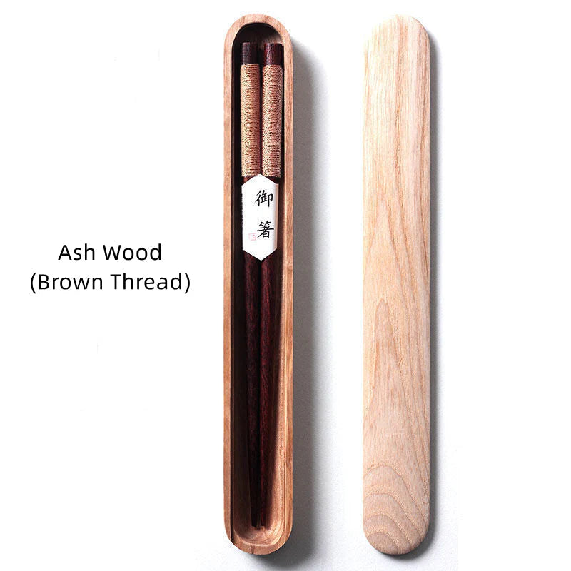 Black Walnut Chopsticks – Decorative Thread in Wooden Box