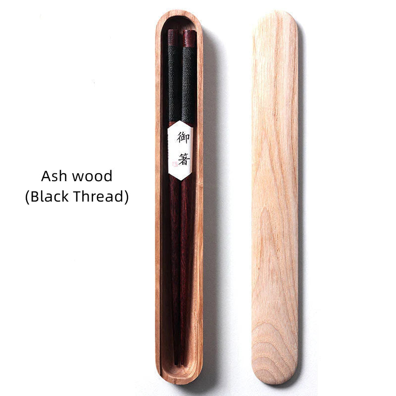 Black Walnut Chopsticks – Decorative Thread in Wooden Box