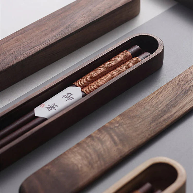 Black Walnut Chopsticks – Decorative Thread in Wooden Box