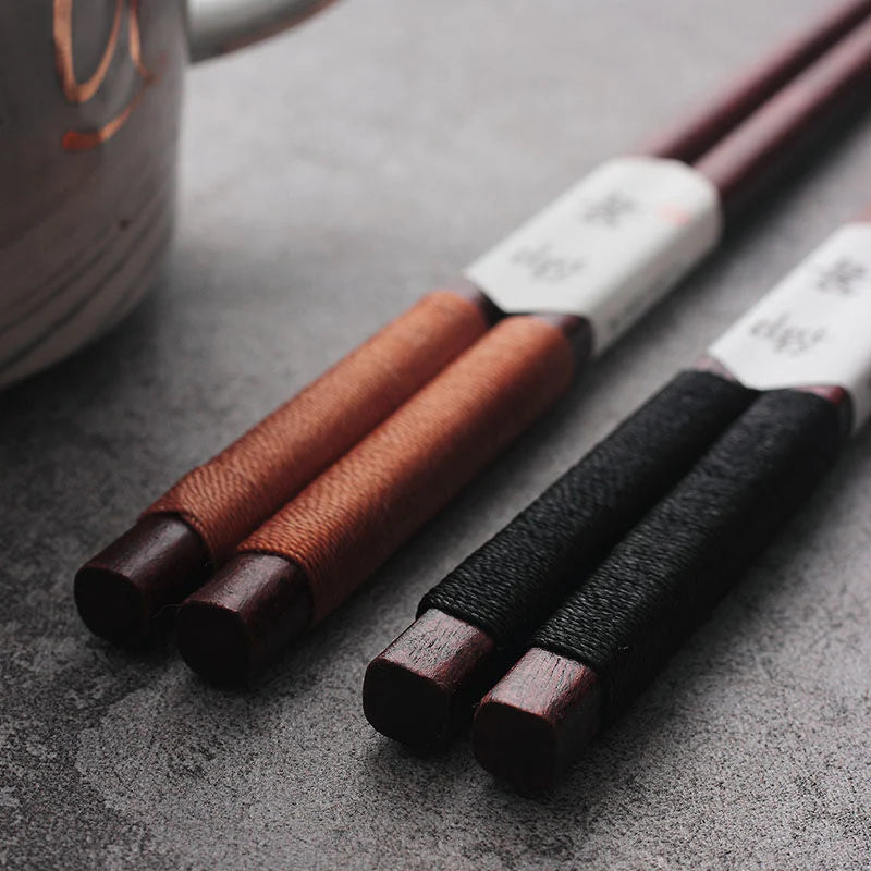 Black Walnut Chopsticks – Decorative Thread in Wooden Box