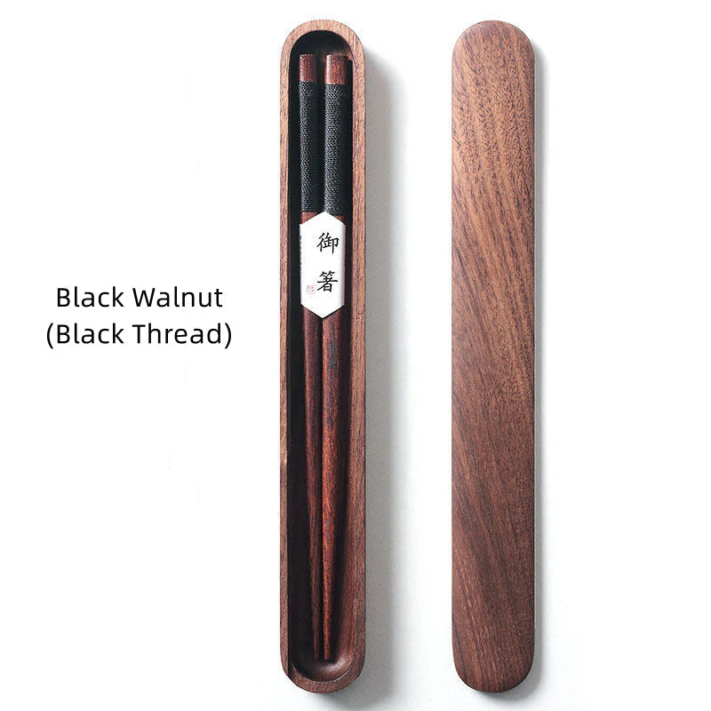 Black Walnut Chopsticks – Decorative Thread in Wooden Box