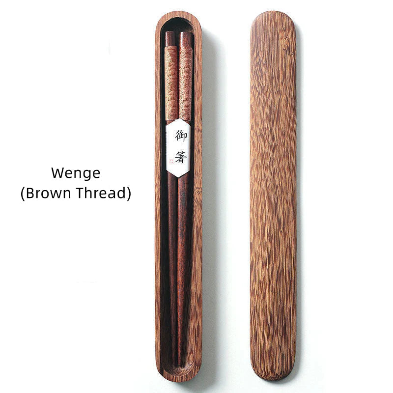 Black Walnut Chopsticks – Decorative Thread in Wooden Box