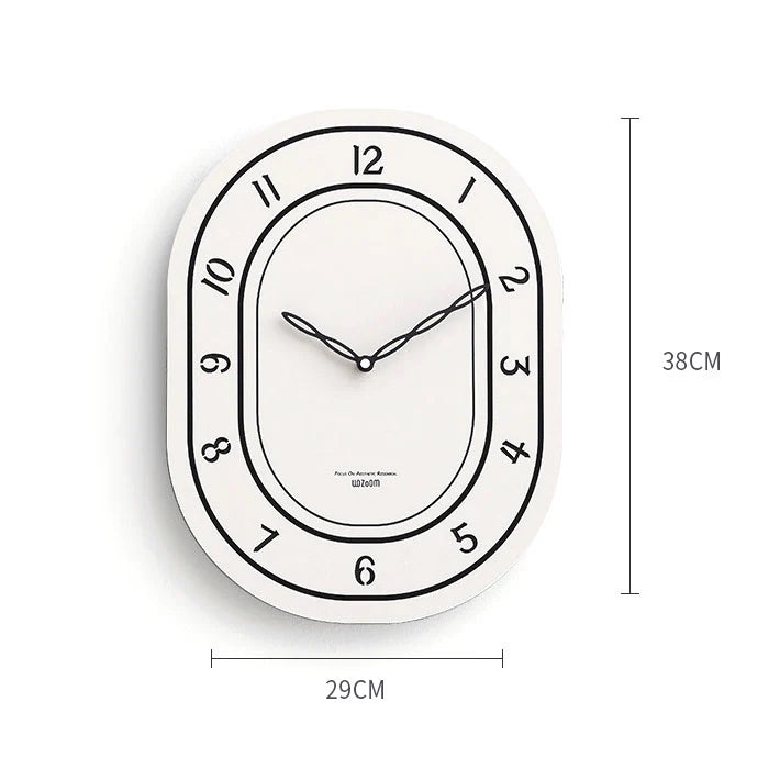 Black & White Silent Oval Wall Clock – Laser Engraved Roman Design