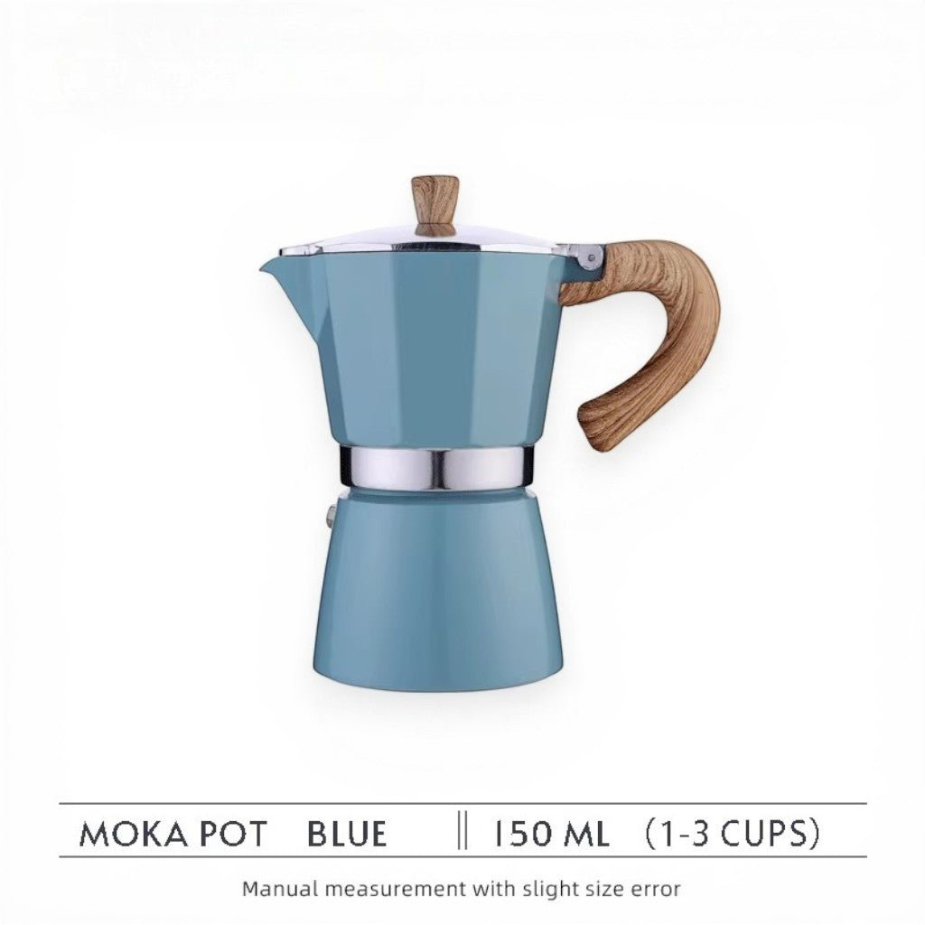 Blue Aluminium Moka Pot Stovetop Espresso Maker Classic Italian Design - Lattea Global