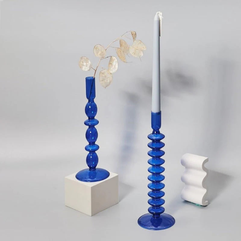 Royal Blue Glass Candle Holders