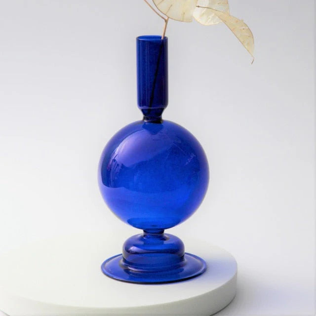 Royal Blue Glass Candle Holders