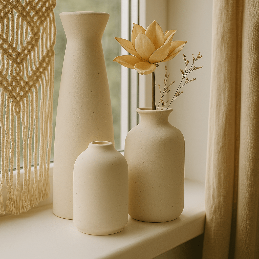 Boho Ceramic Flower Vase Set Handmade - Lattea Global