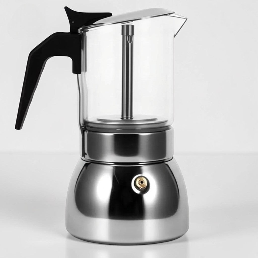 Borosilicate Glass Moka Pot Stovetop Espresso Maker - 4 Cups
