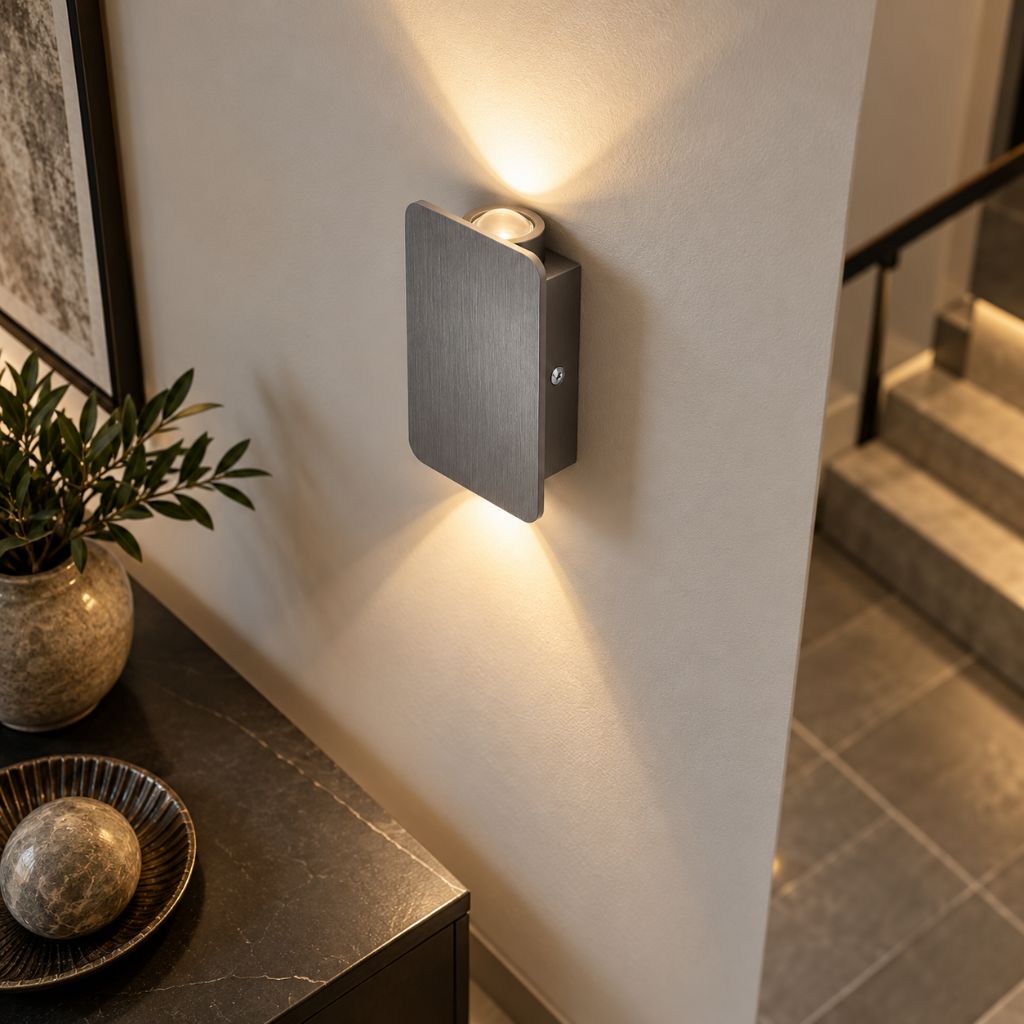 Brushed Aluminium Up & Down LED Indoor Wall Light 6W