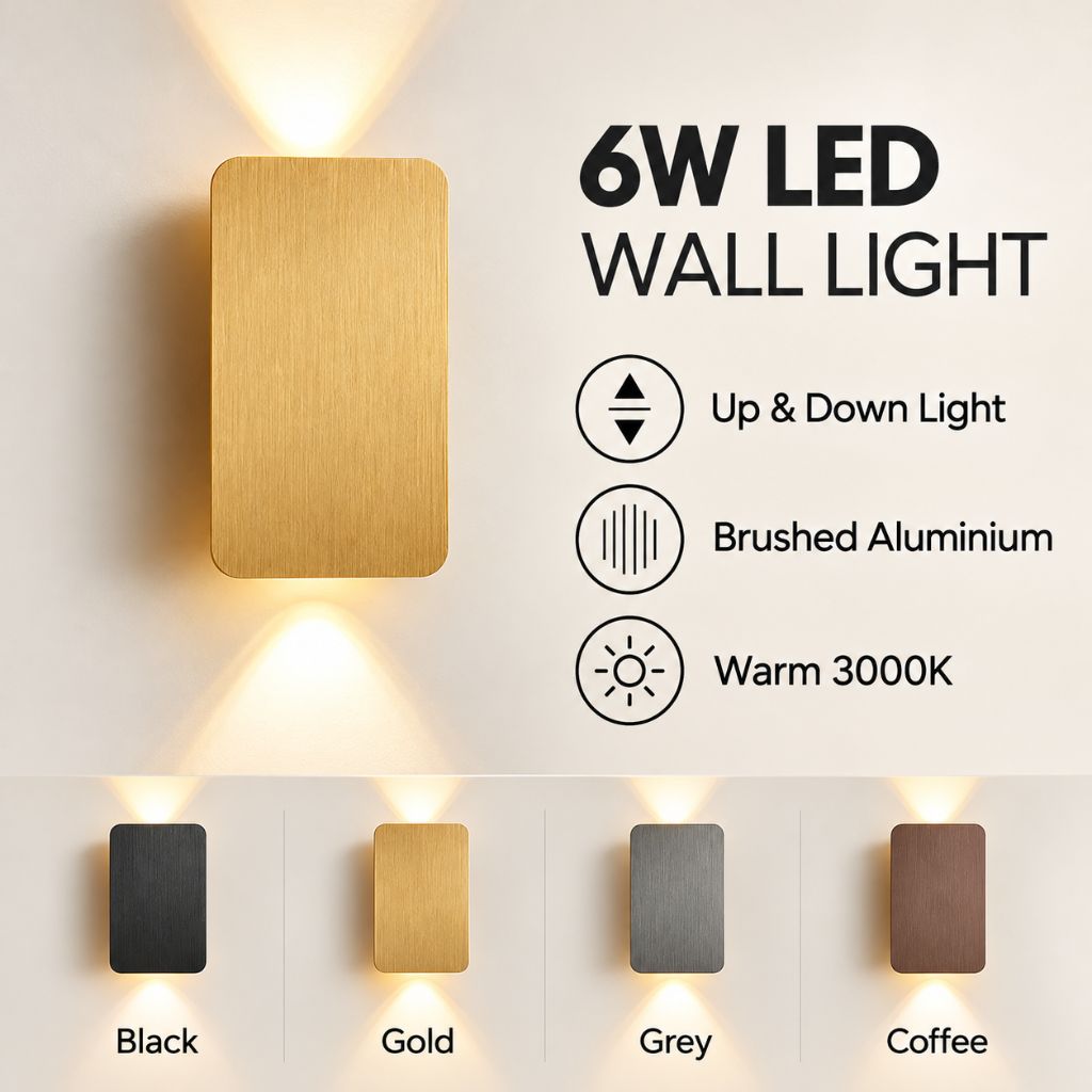Brushed Aluminium Up & Down LED Indoor Wall Light 6W