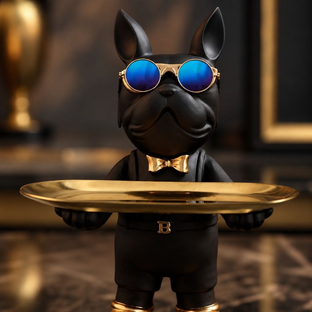 Bulldog Sculpture with Serving Tray