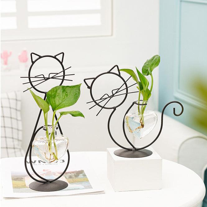 Cat-Shaped Iron Planter Vase