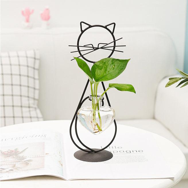 Cat-Shaped Iron Planter Vase