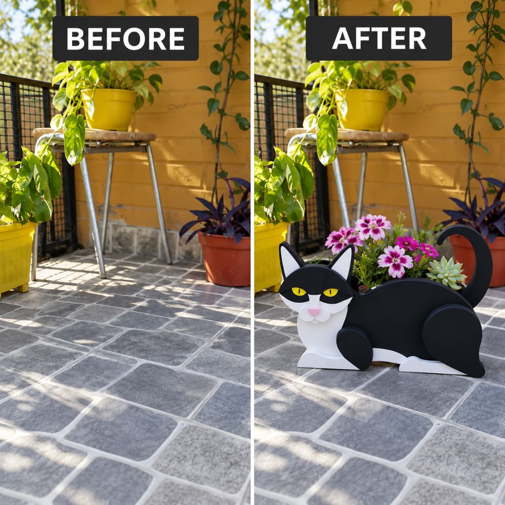 Cat-Shaped PVC Planter