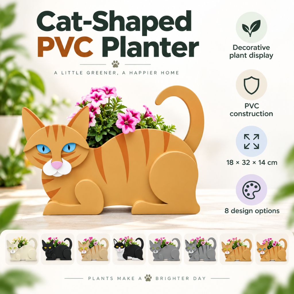 Cat-Shaped PVC Planter
