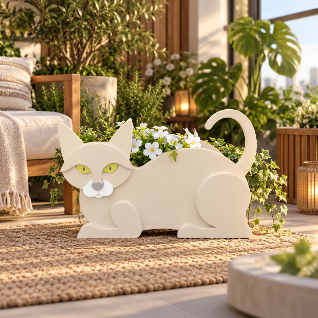 Cat-Shaped PVC Planter