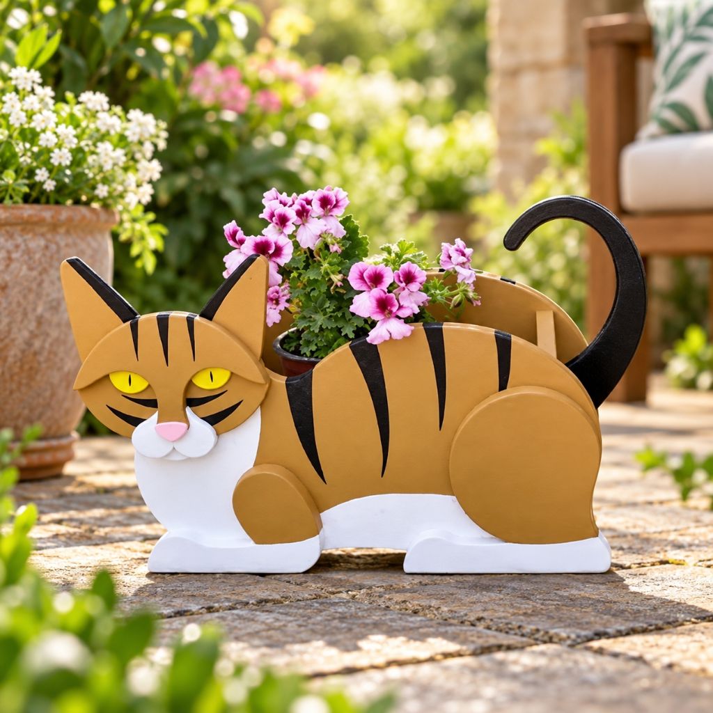Cat-Shaped PVC Planter