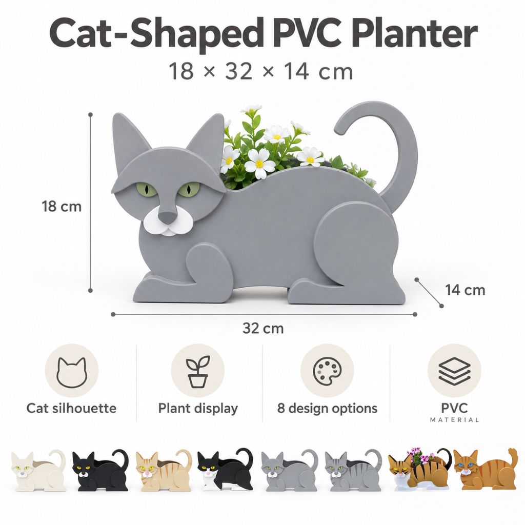 Cat-Shaped PVC Planter