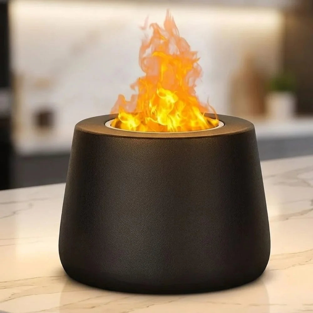 Ceramic fire pit tabletop smokeless cylinder flame