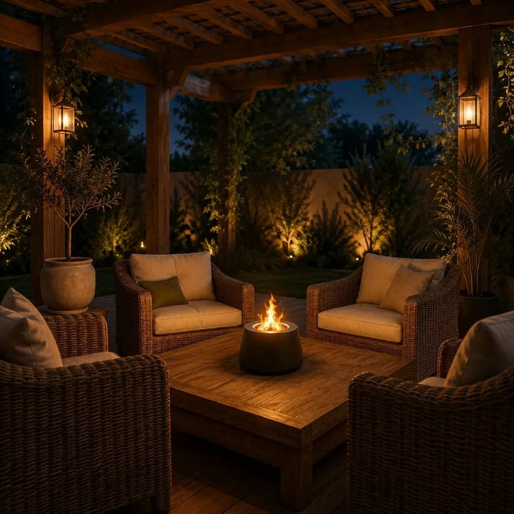Ceramic fire pit tabletop smokeless cylinder flame – view 8