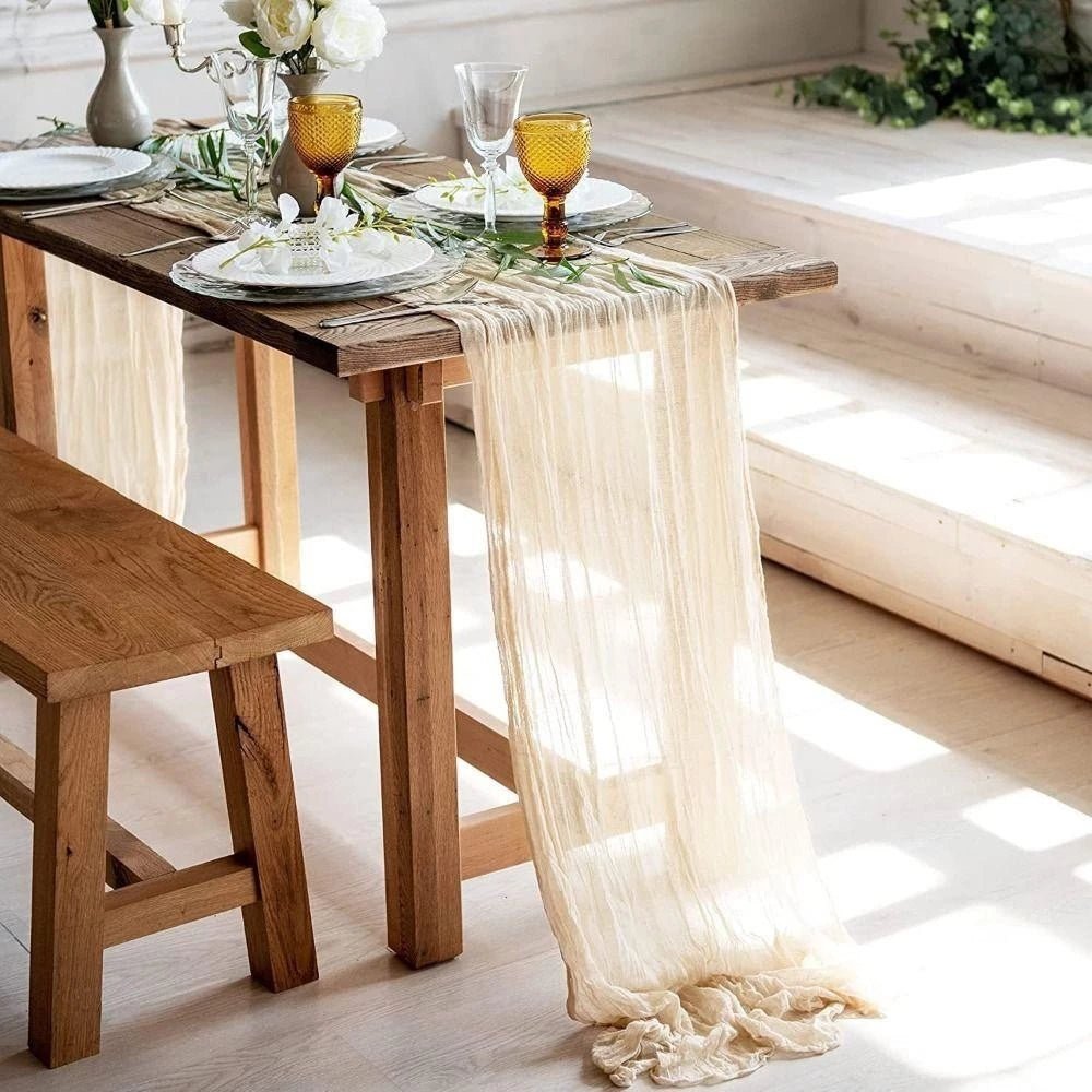 Cheesecloth Table Runner 10 Piece Set - Lattea Global