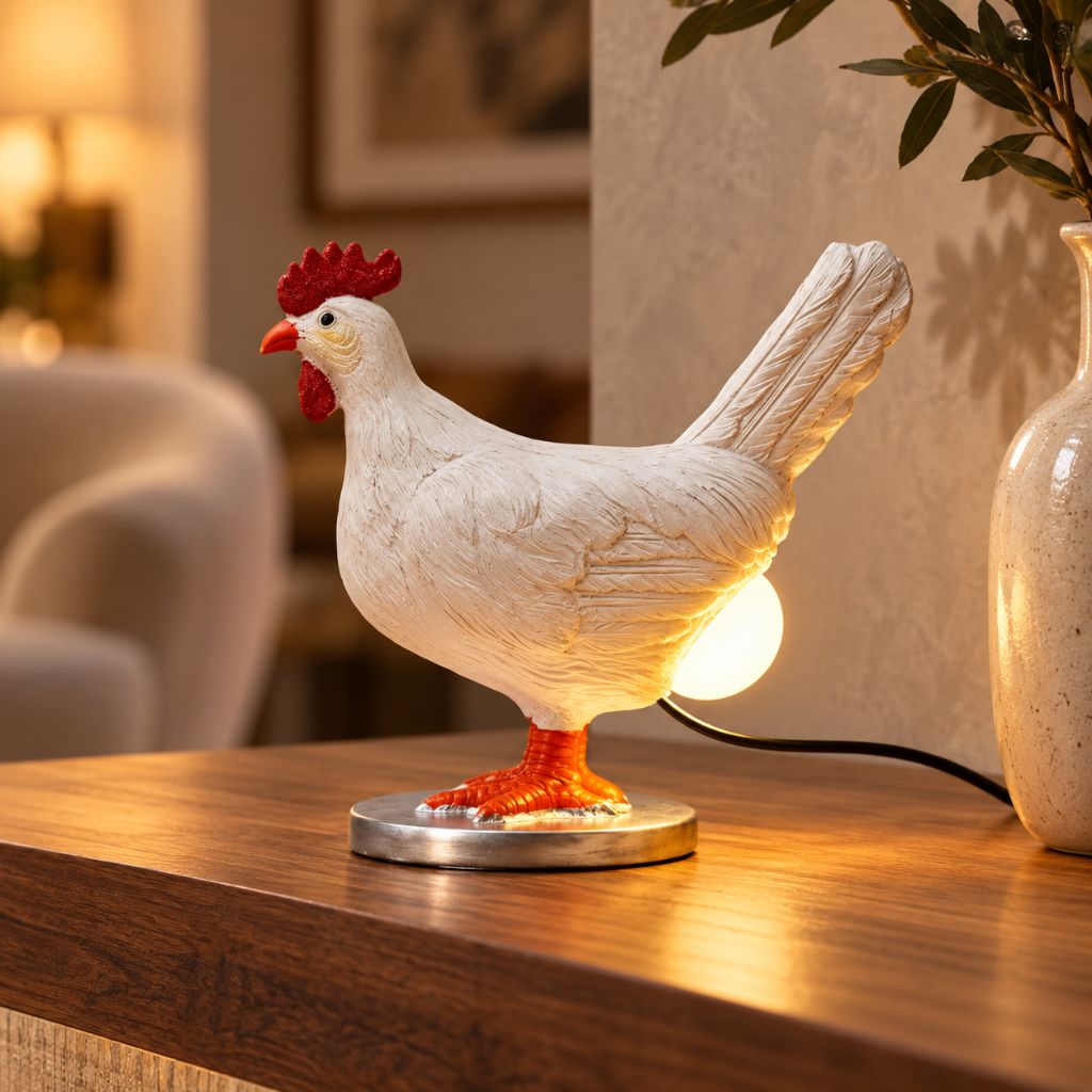 Chicken LED Table Lamp with Egg-Shaped Light