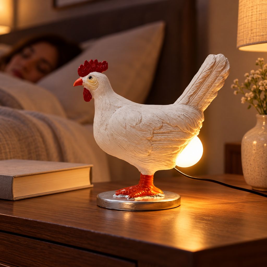 Chicken LED Table Lamp with Egg-Shaped Light