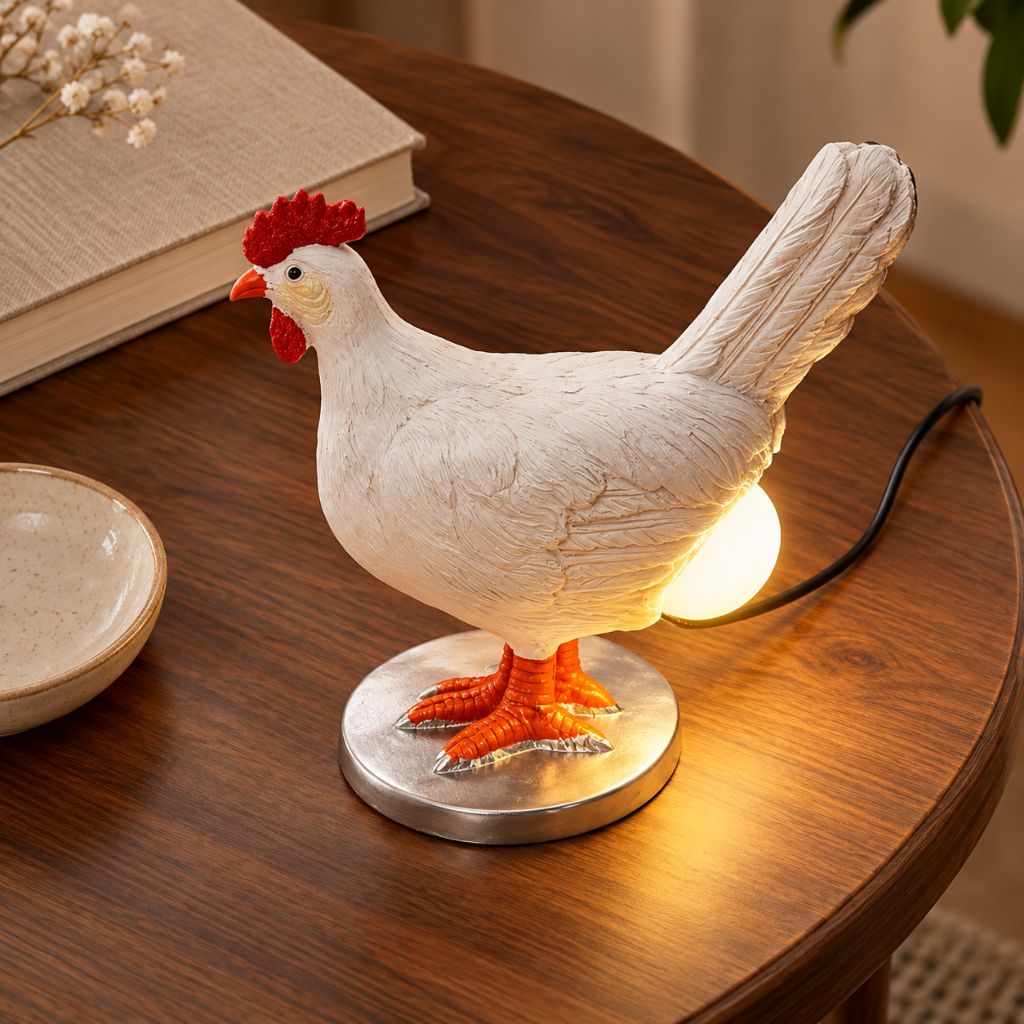 Chicken LED Table Lamp with Egg-Shaped Light