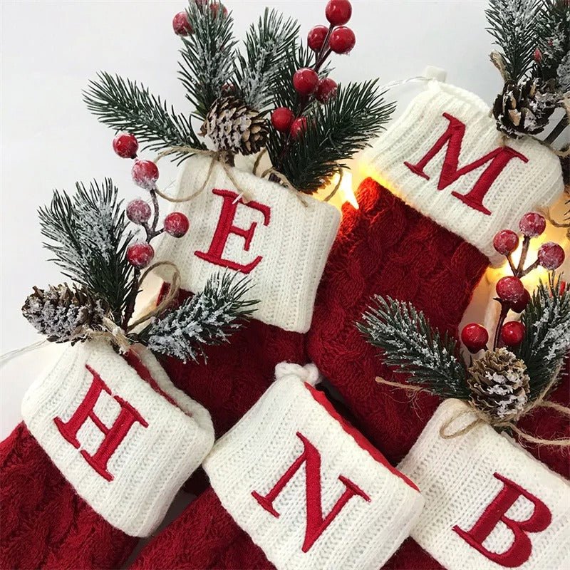 Christmas Stockings with Alphabet Letters - Choose Your Initial - Lattea Global