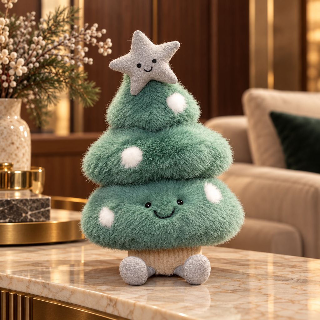 Christmas Tree Plush Toy with Smiling Star Topper