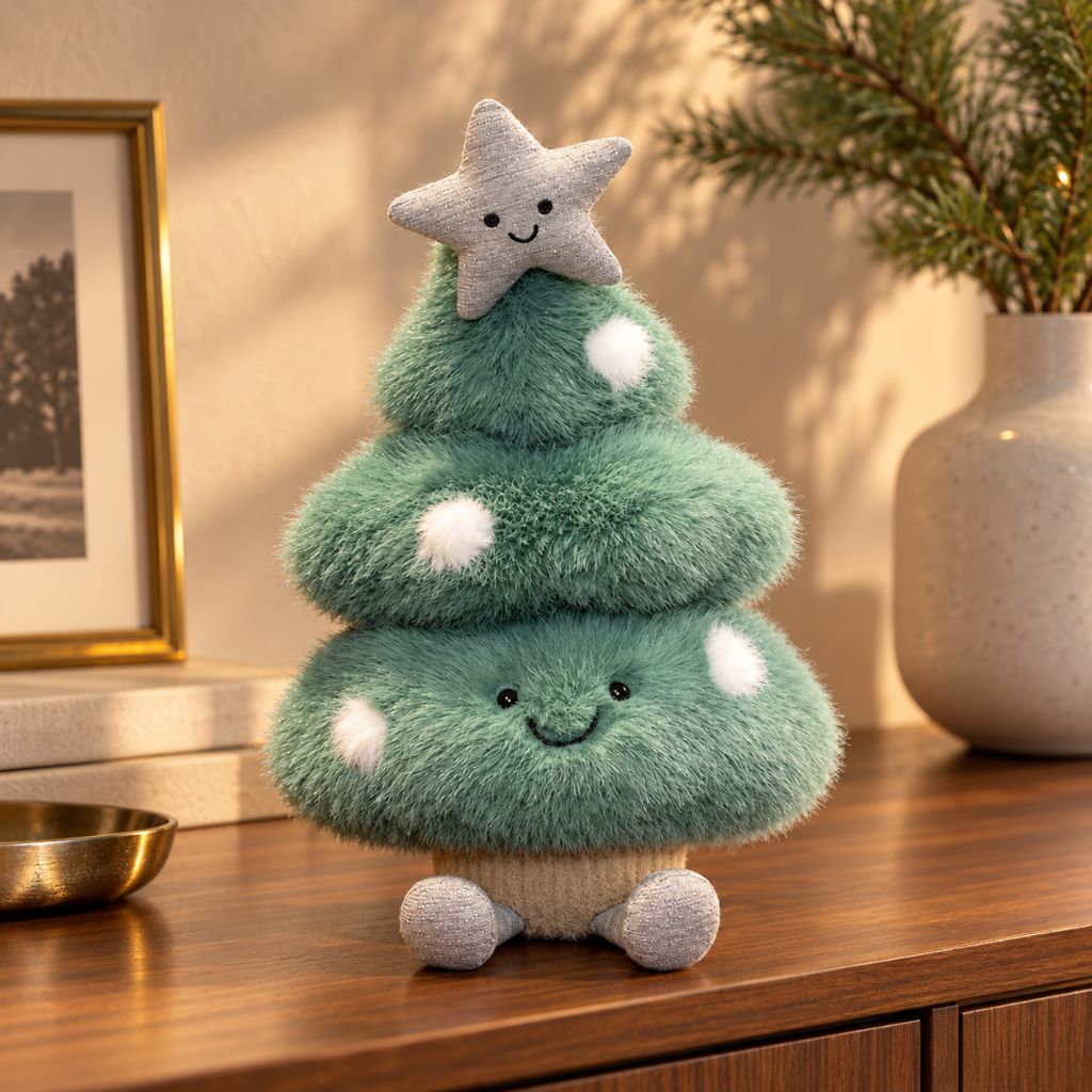 Christmas Tree Plush Toy with Smiling Star Topper