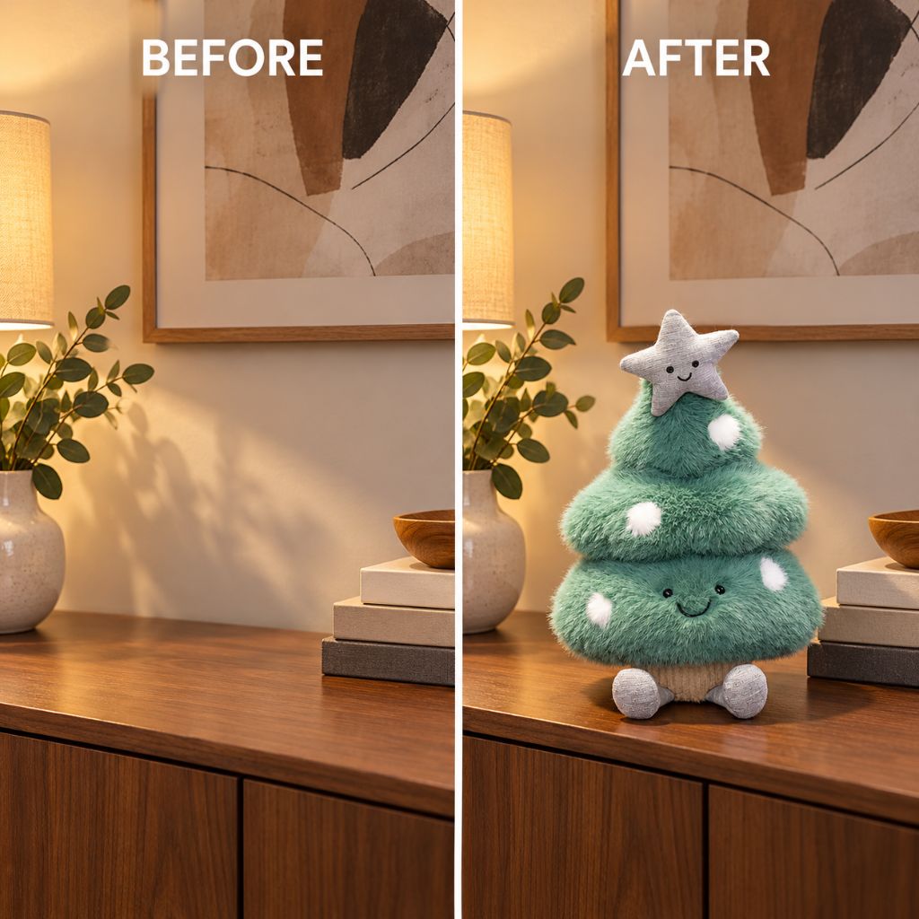 Christmas Tree Plush Toy with Smiling Star Topper