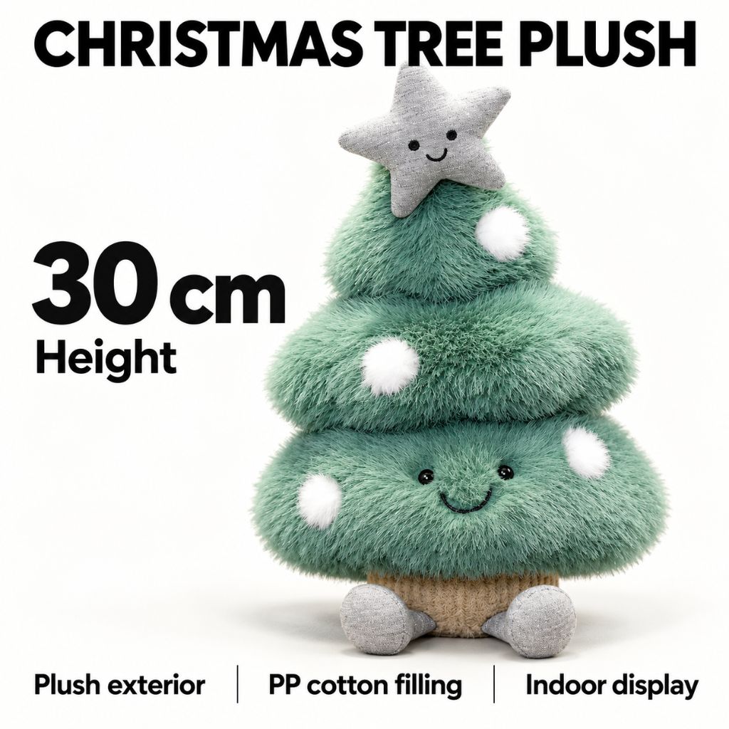 Christmas Tree Plush Toy with Smiling Star Topper