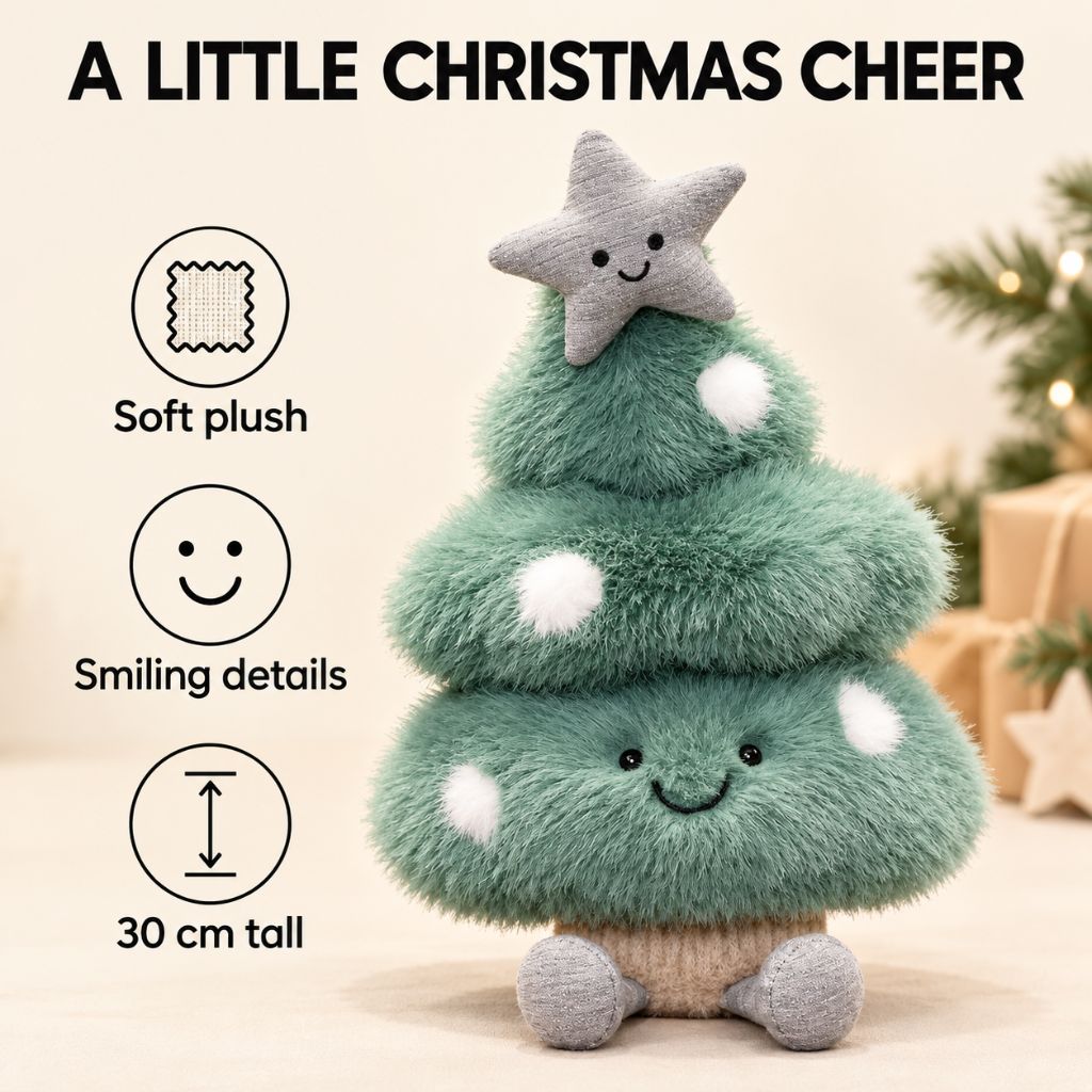 Christmas Tree Plush Toy with Smiling Star Topper