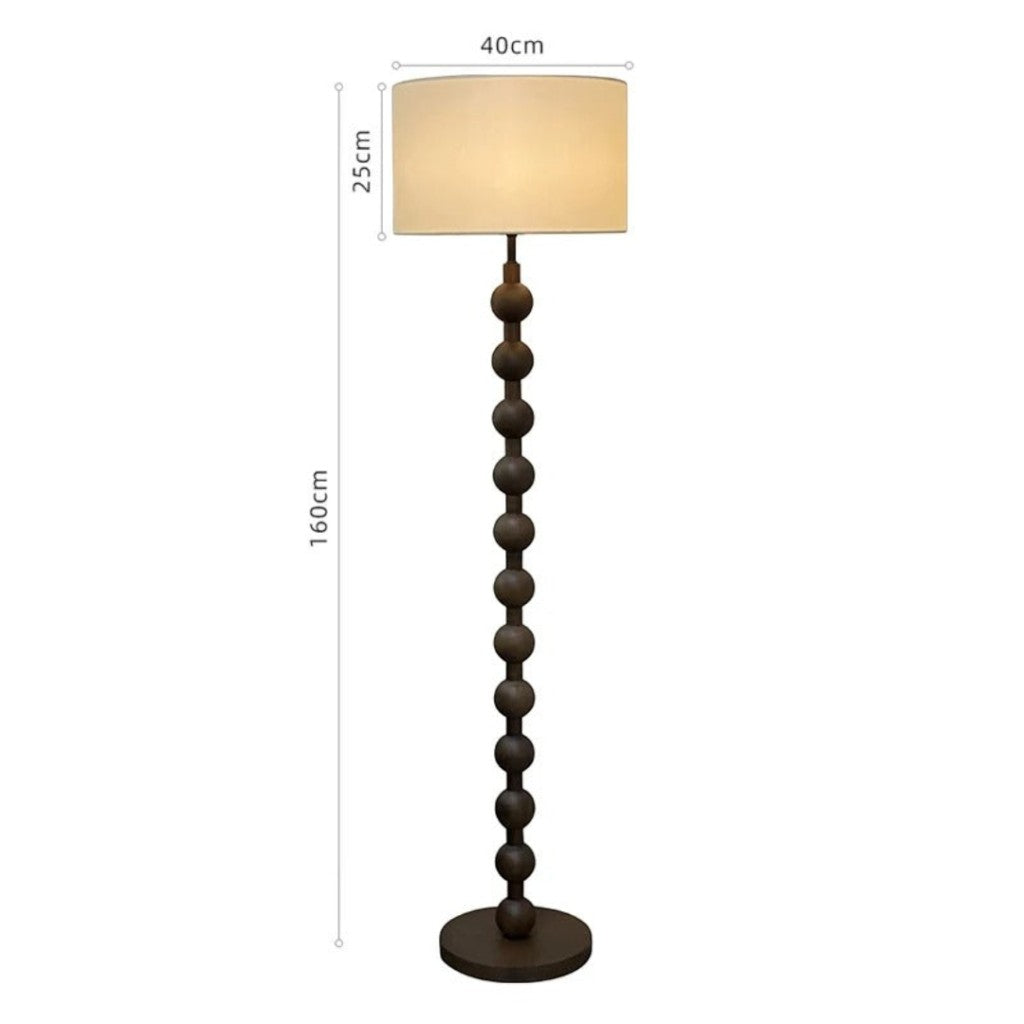 Classic Wooden Floor Lamp with White Fabric Lampshade