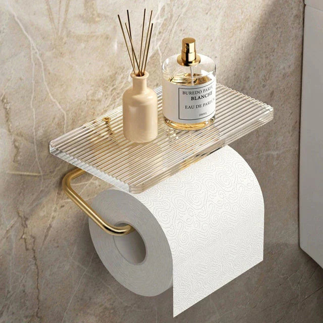 Clear Acrylic Toilet Paper Holder with Metal Frame