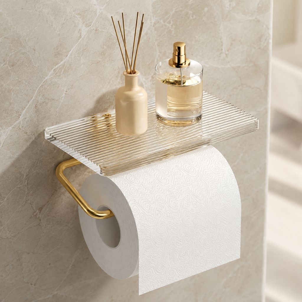 Clear Acrylic Toilet Paper Holder with Metal Frame