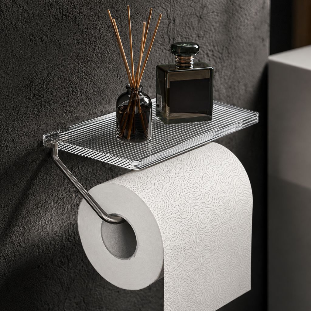 Clear Acrylic Toilet Paper Holder with Metal Frame