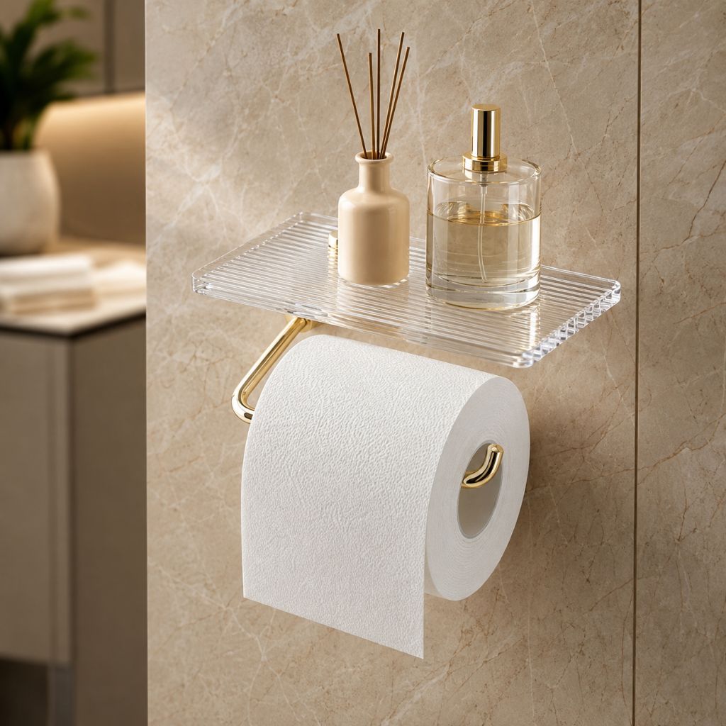 Clear Acrylic Toilet Paper Holder with Metal Frame