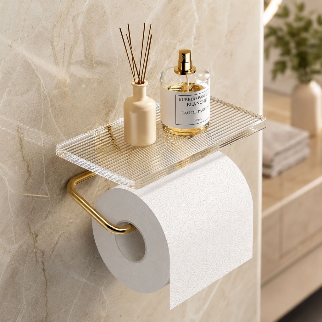 Clear Acrylic Toilet Paper Holder with Metal Frame