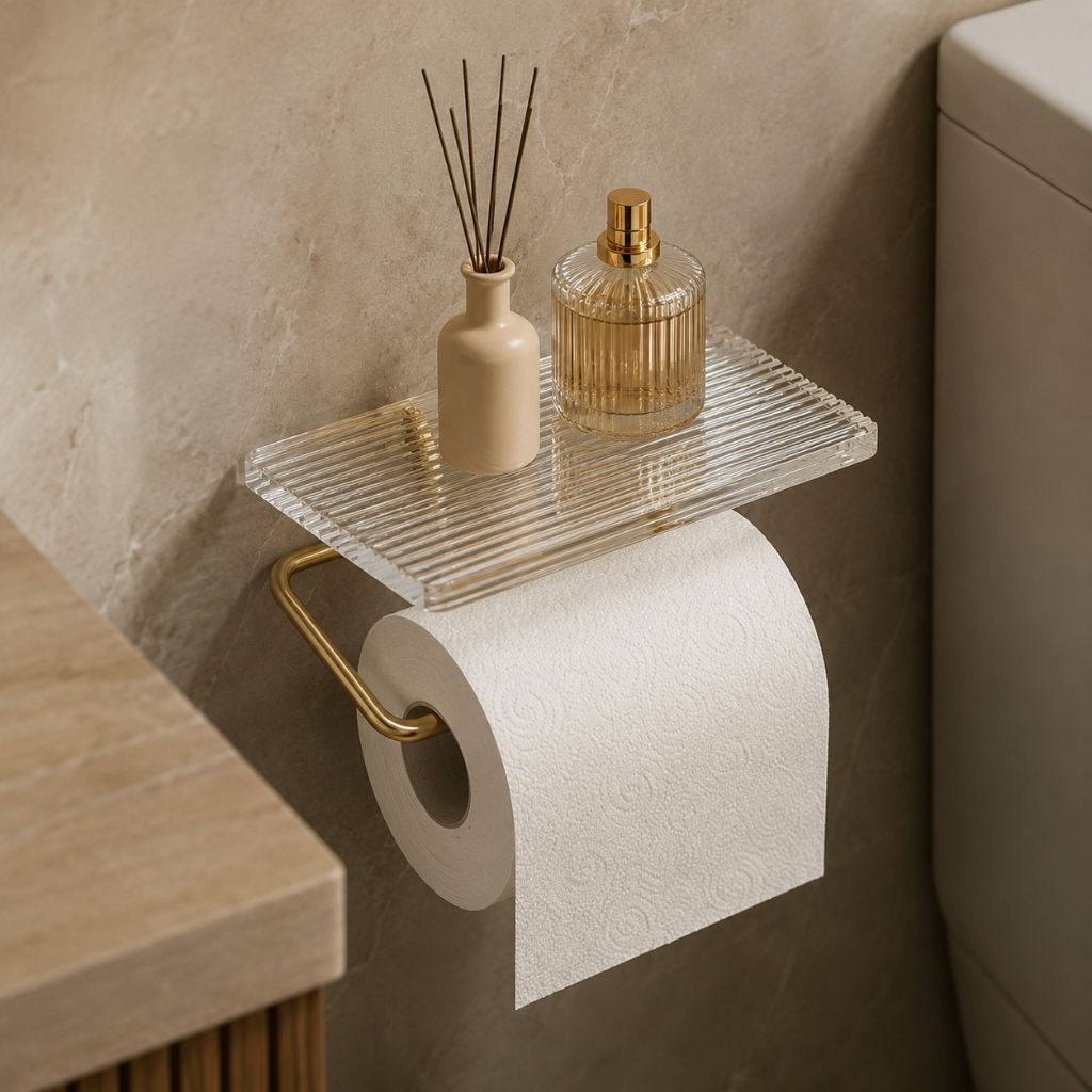 Clear Acrylic Toilet Paper Holder with Metal Frame
