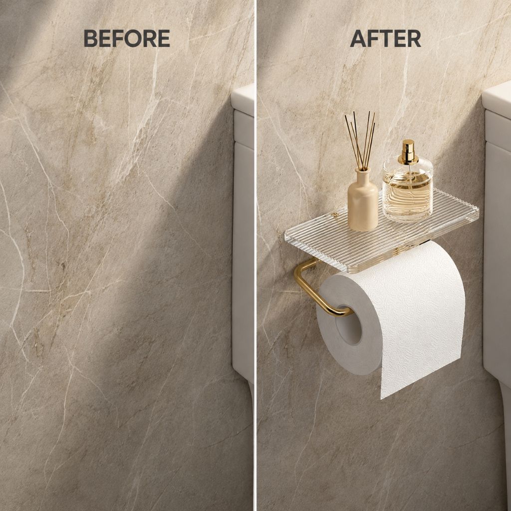 Clear Acrylic Toilet Paper Holder with Metal Frame