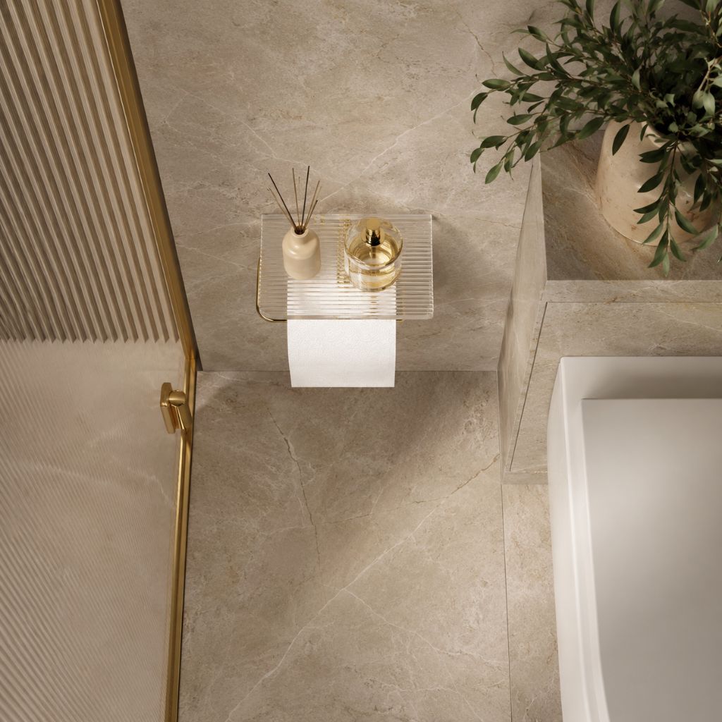 Clear Acrylic Toilet Paper Holder with Metal Frame