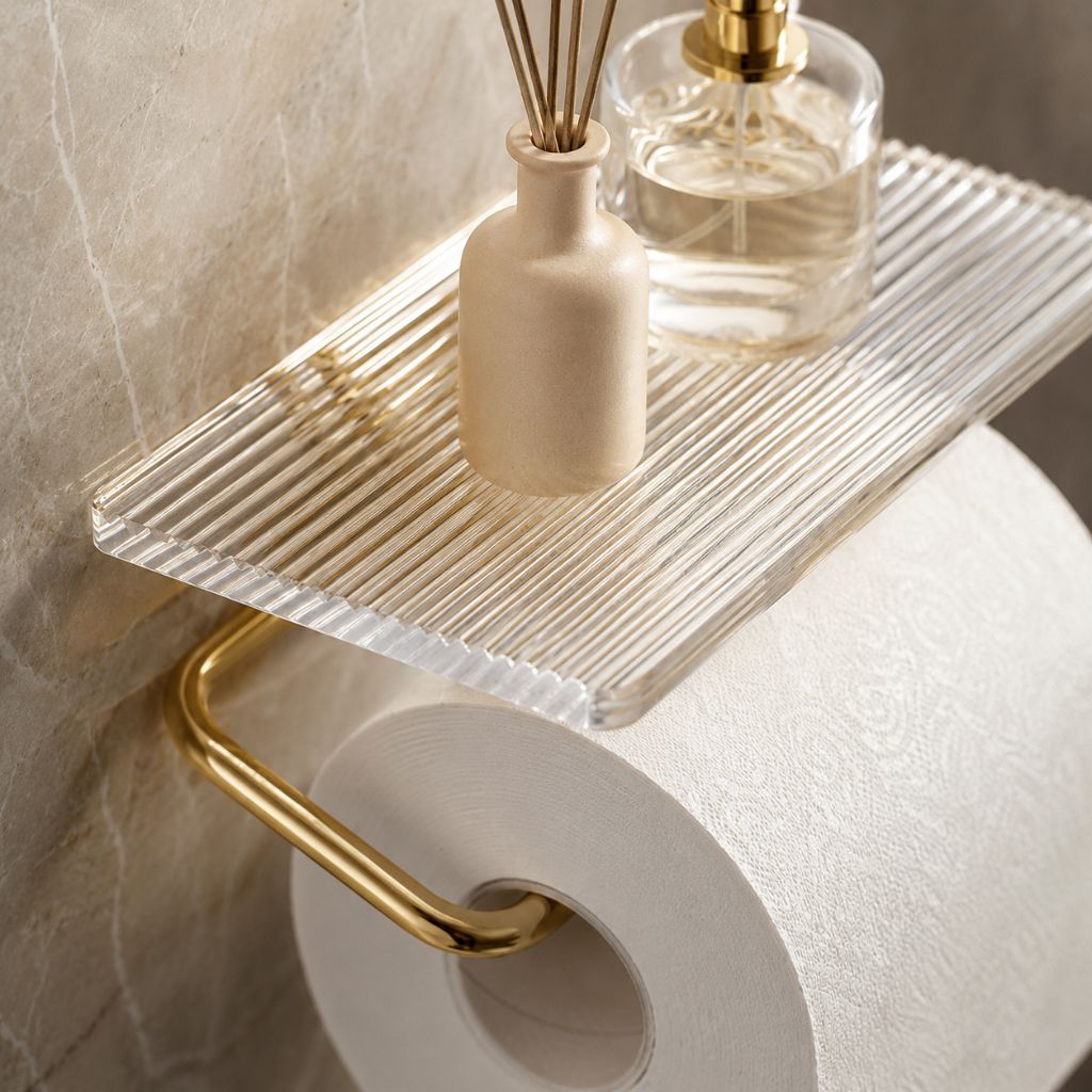 Clear Acrylic Toilet Paper Holder with Metal Frame
