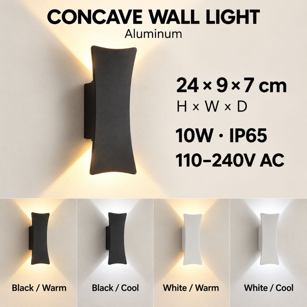 Concave IP65 Up and Down LED Outdoor Wall Light