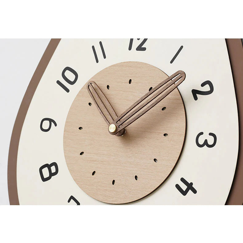 Cream Wooden Cat-Shaped Rocking Wall Clock – Quiet & Modern Design