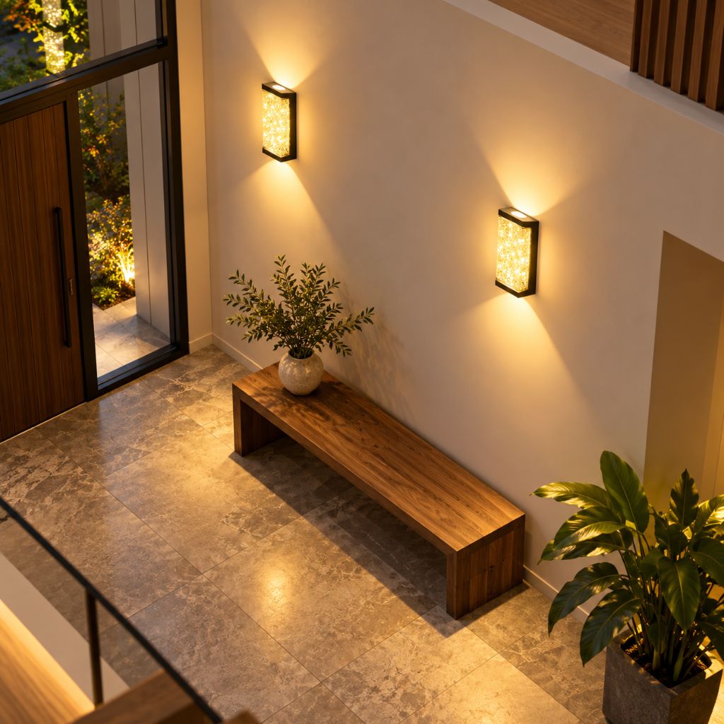 Crystal-Effect LED Wall Sconce with Textured Shade